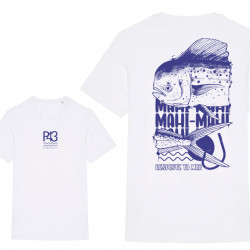 Tshirt L white MAHIMAHI bleu