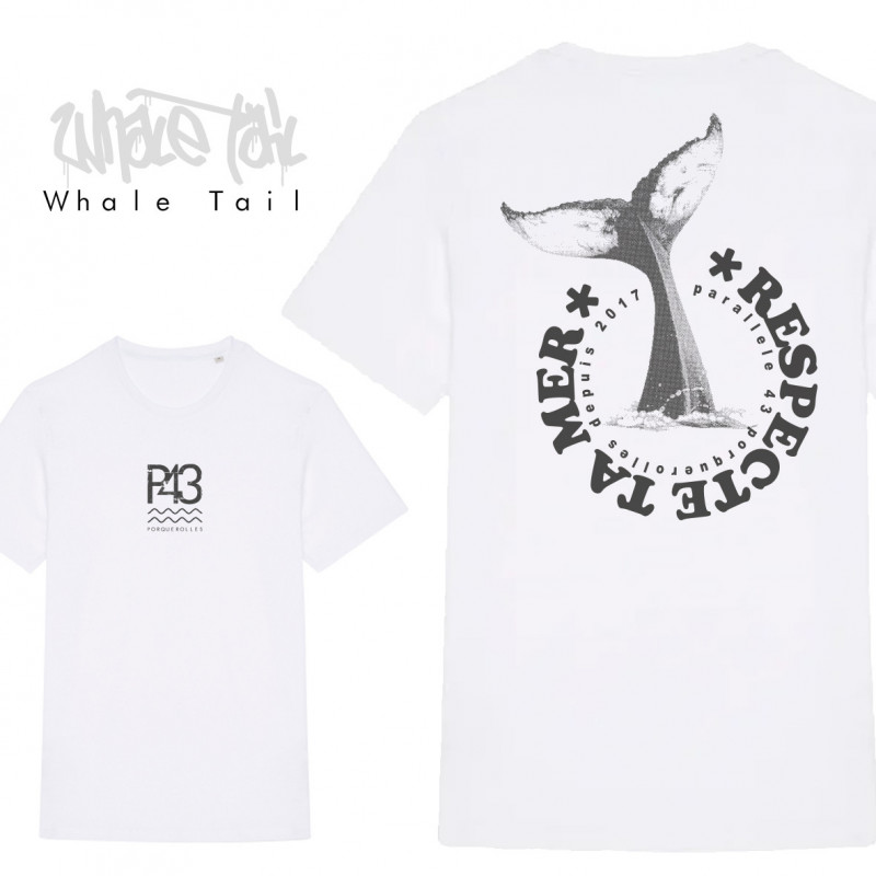 Tshirt L white WHALE TAIL