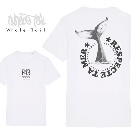 Tshirt L white WHALE TAIL